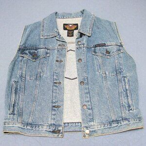 HARLEY-DAVIDSON MEN'S DENIM VEST, VINTAGE 90'S MEDIUM ALL COTTON